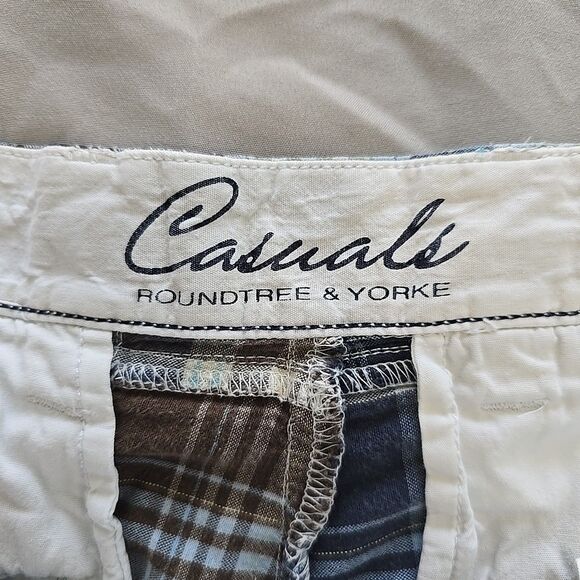 Casuals Roundtree & Yorke Mens 36 Plaid Patchwork Shorts Cotton Preppy Boho - Picture 6 of 8